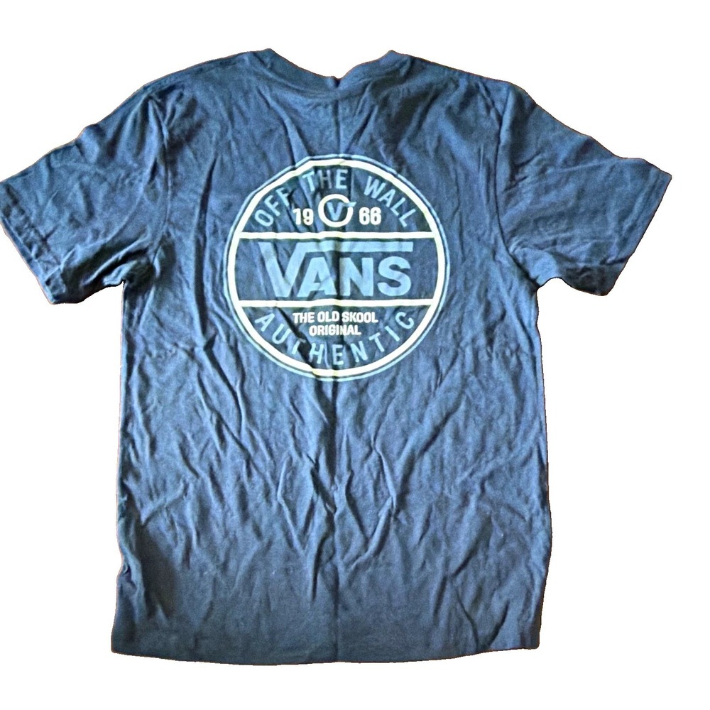 VANS Off The Wall Classic Fit Boys L (12-14) Blue Logo Graphic T-Shirt